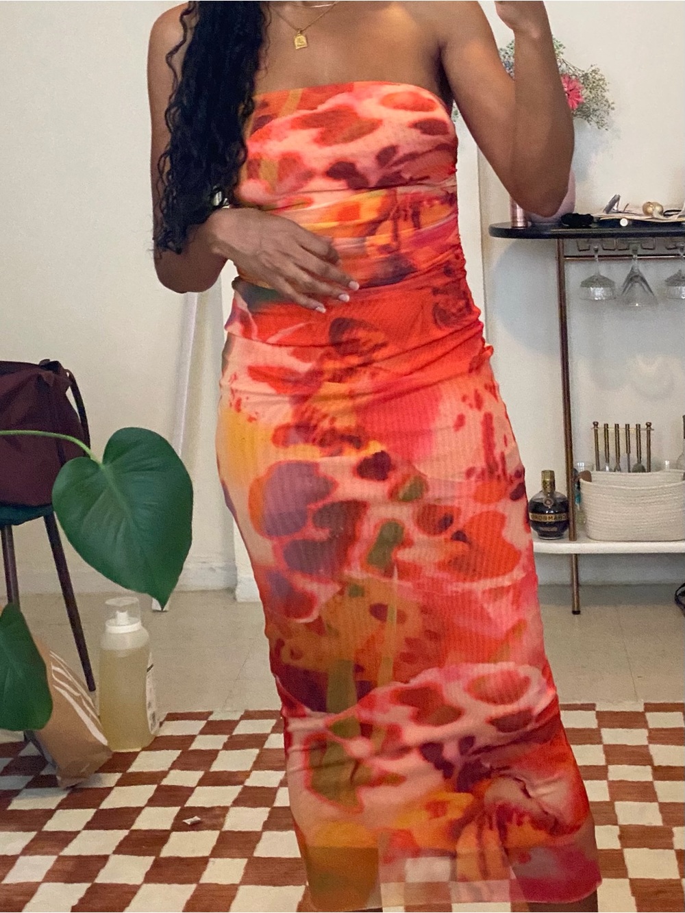 Zara Orange and Red Printed Maxi Skirt - Picture 4 of 4